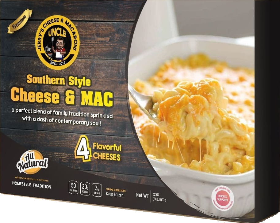 A box of macaroni and cheese with a fork.